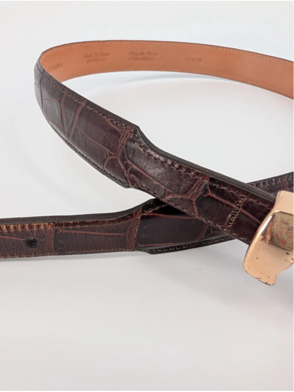 Martin Dingman 36 Brown Alligator Grain Italian Calfskin Belt USA 01608